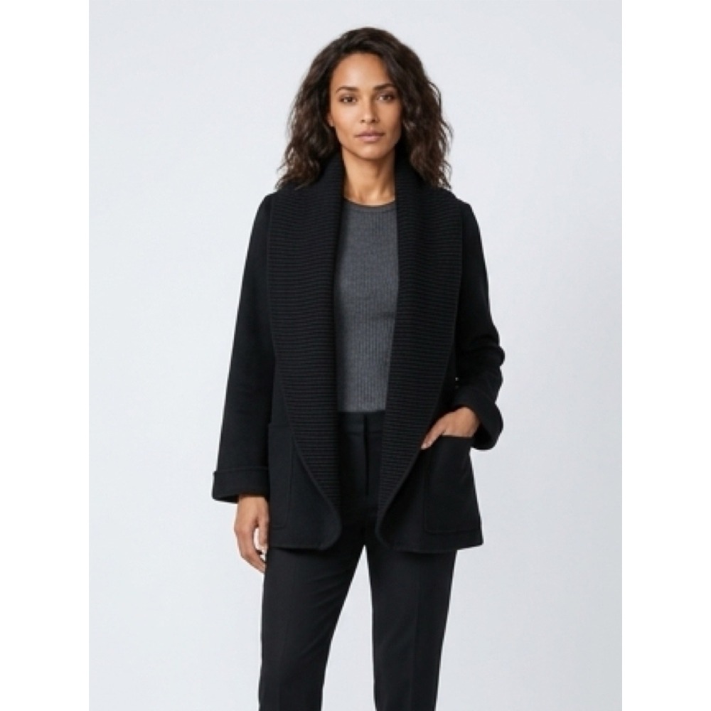 Mackage Womens Black Wool Blend Ribbed Shawl Collar Jacket Coat Black Size XS